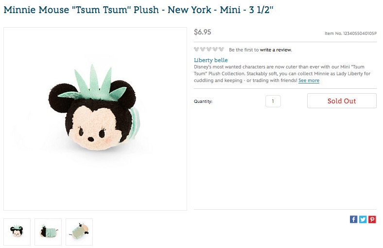 New York Minnie Mouse Tsum Tsum Disney Store
