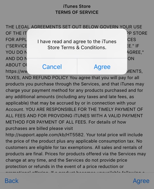 Agree to TOS - iOS